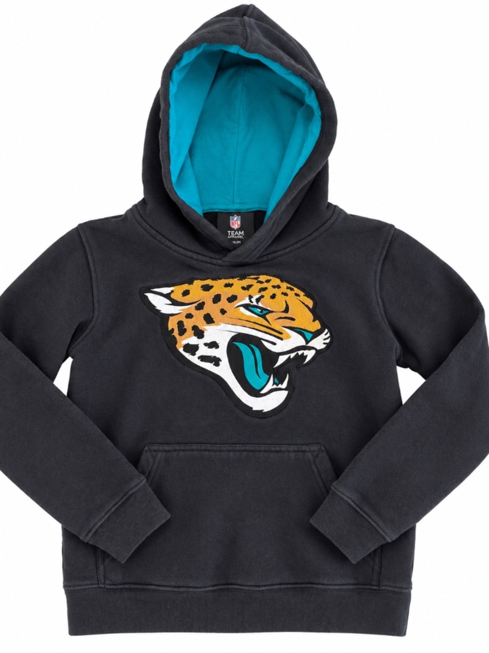 Jacksonville Jaguars Boys Youth Small Black Teal Logo Hoodie NFL